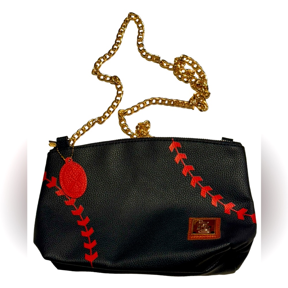 Navy Blue St Louis Cardinals Chain Leatherette MLB Shoulder Bags Purse MINT